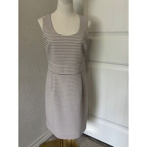 Banana Republic Striped‎ Sleeveless Career Dress Pleated Petite 10P